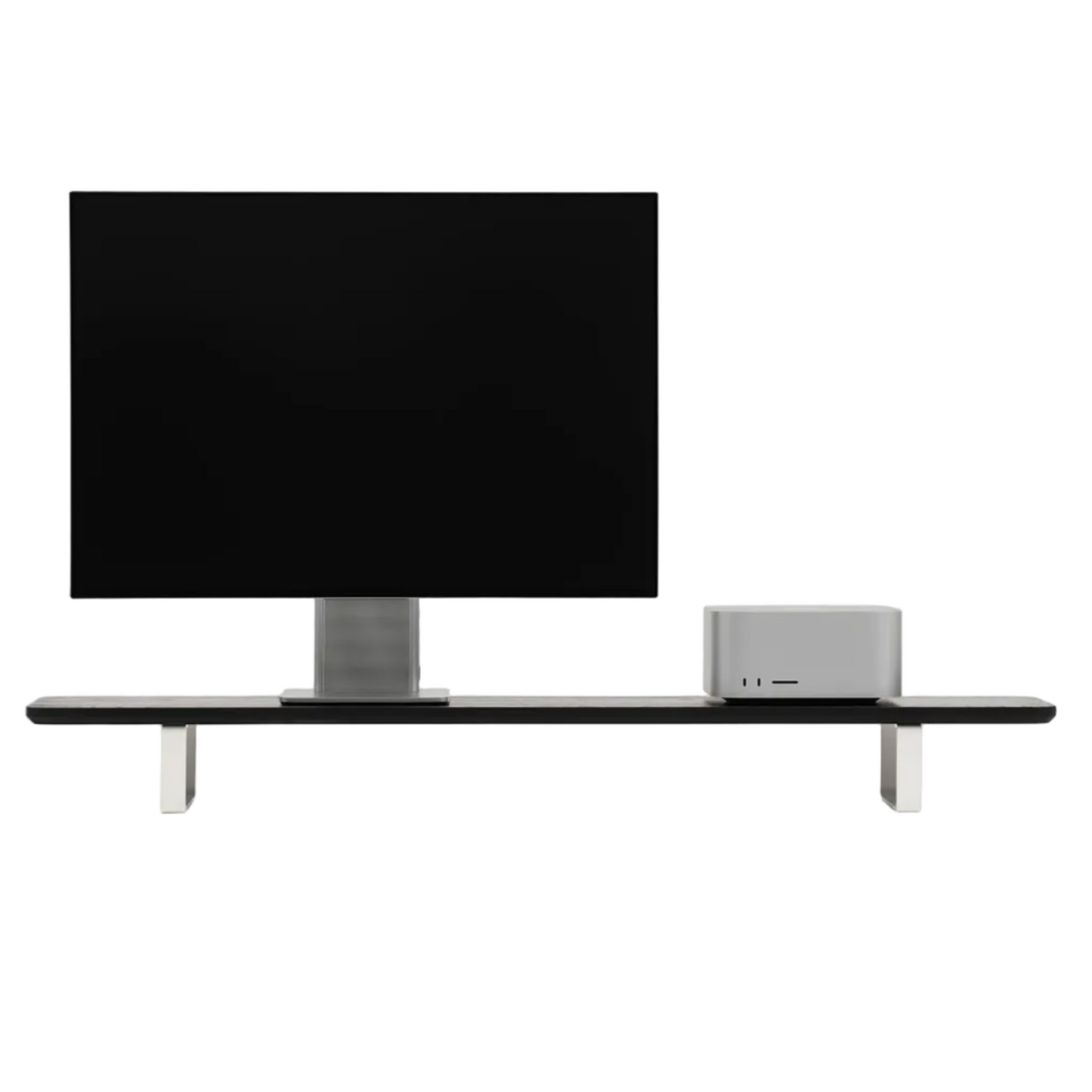 Dual Monitor Desk Shelf | Black Walnut / White Legs