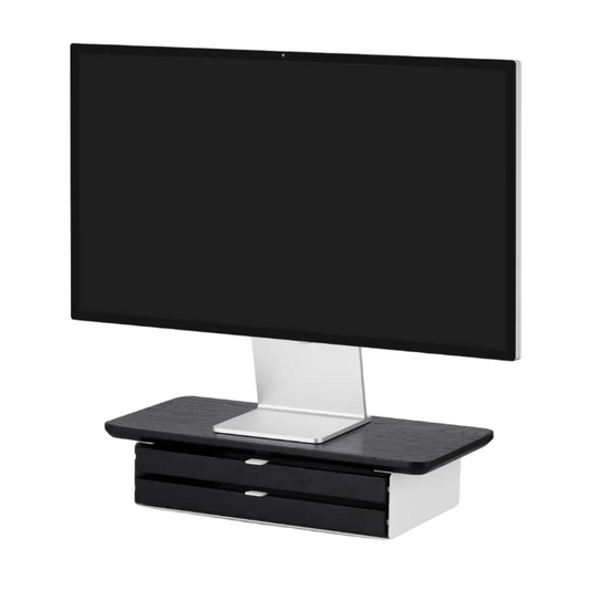 Desk Shelf Mini | Solid Black Walnut & White Legs (Single/Dual Drawer)