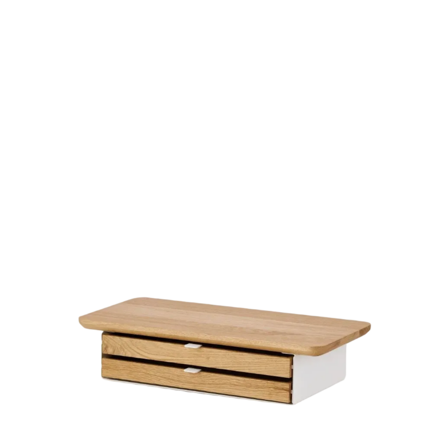 Desk Shelf Mini | Solid Oak & White Legs (Single/Dual Drawer)