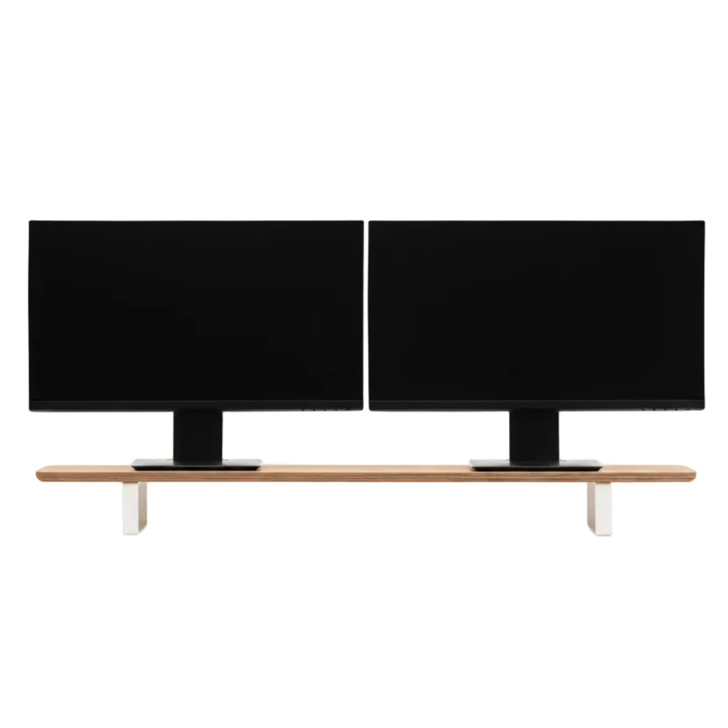 Dual Monitor Desk Shelf | Oak Veneer / White Legs