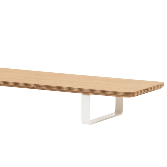 Dual Monitor Desk Shelf | Oak Veneer / White Legs