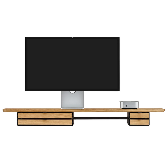 Desk Shelf Pro | Solid Oak & Black Legs (Single/Dual Drawer)