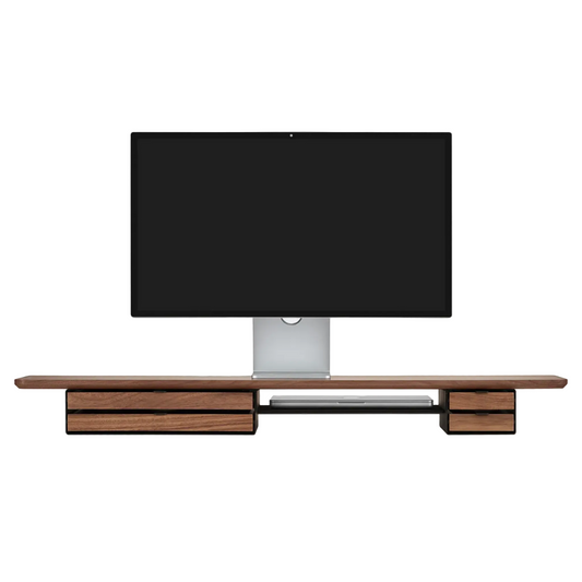 Desk Shelf Pro | Solid Walnut & Black Legs (Single/Dual Drawer)