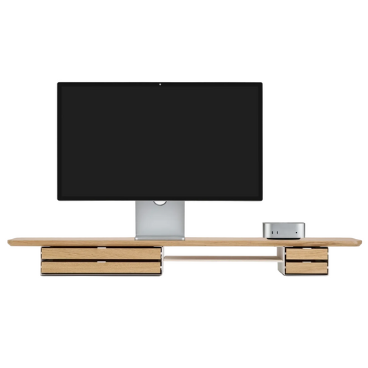 Desk Shelf Pro | Solid Oak & White Legs (Single/Dual Drawer)