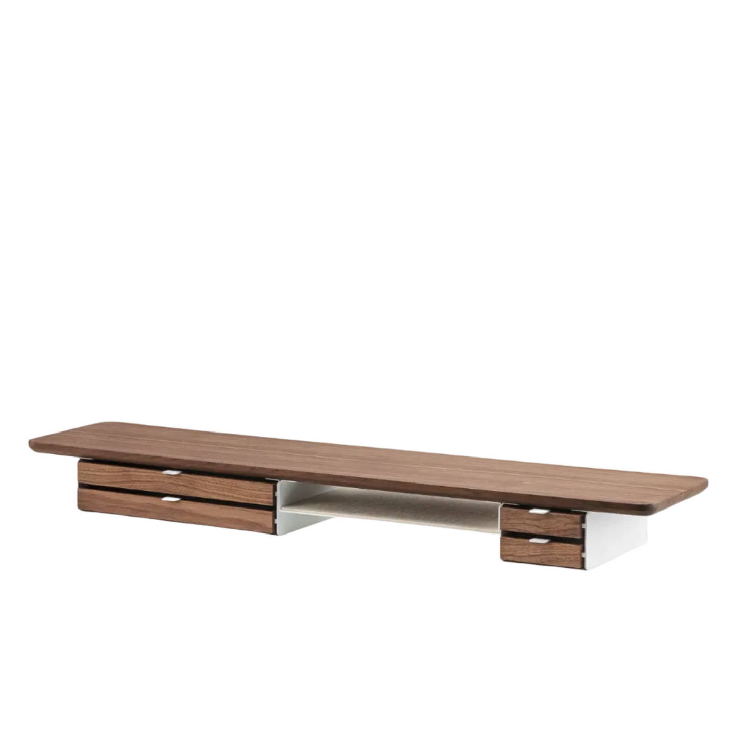 Desk Shelf Pro | Solid Walnut & White Legs (Single/Dual Drawer)