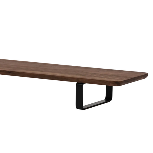 Dual Monitor Desk Shelf | Solid Walnut / Black Legs