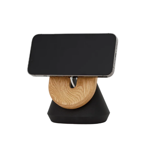 MagSafe iPhone Stand | Solid Oak & Stee