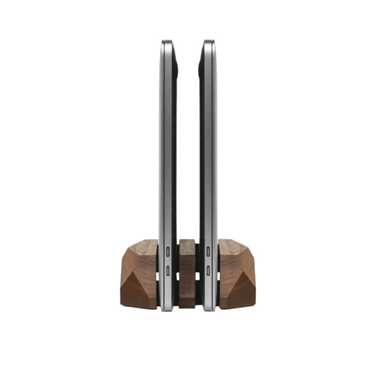 Dual Vertical Laptop Stand | Solid Walnut & Steel