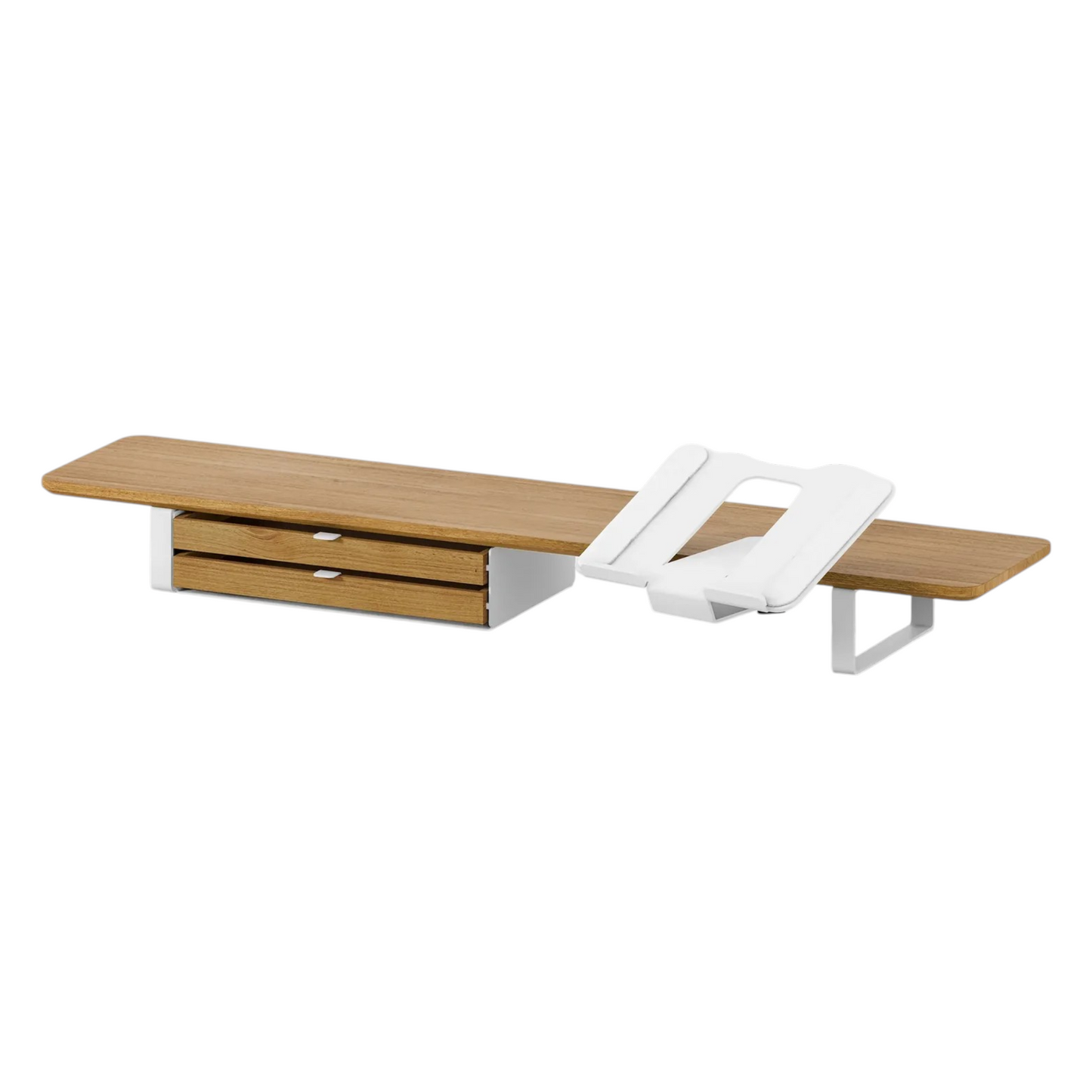 Desk Shelf Bundle | Large/Medium Oak & White Legs (Laptop Stand + Drawers)