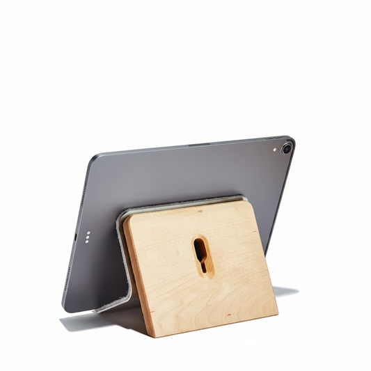 Maple iPad Stand | Solid Hardwood & Stainless Steel Tablet Holder
