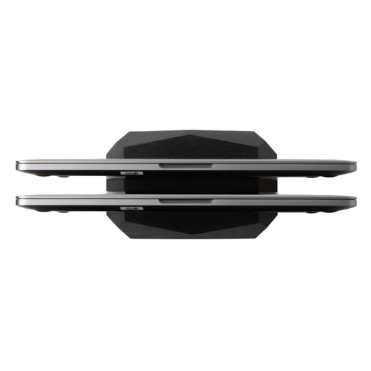 Dual Vertical Laptop Stand | Solid Black Walnut & Steel