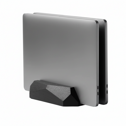 Dual Vertical Laptop Stand | Solid Black Walnut & Steel