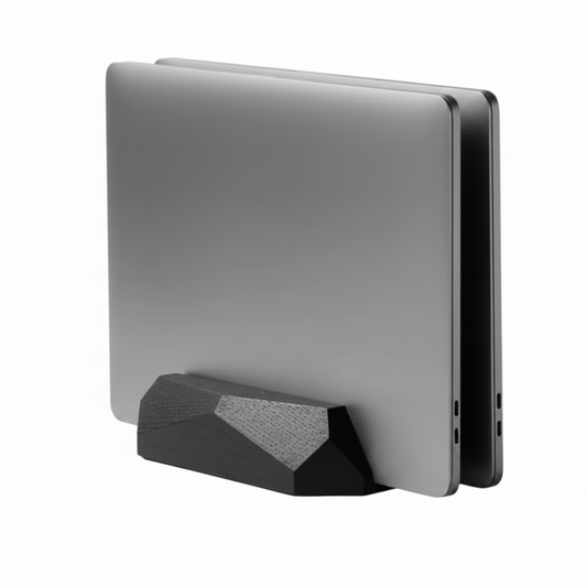Dual Vertical Laptop Stand | Solid Black Walnut & Steel