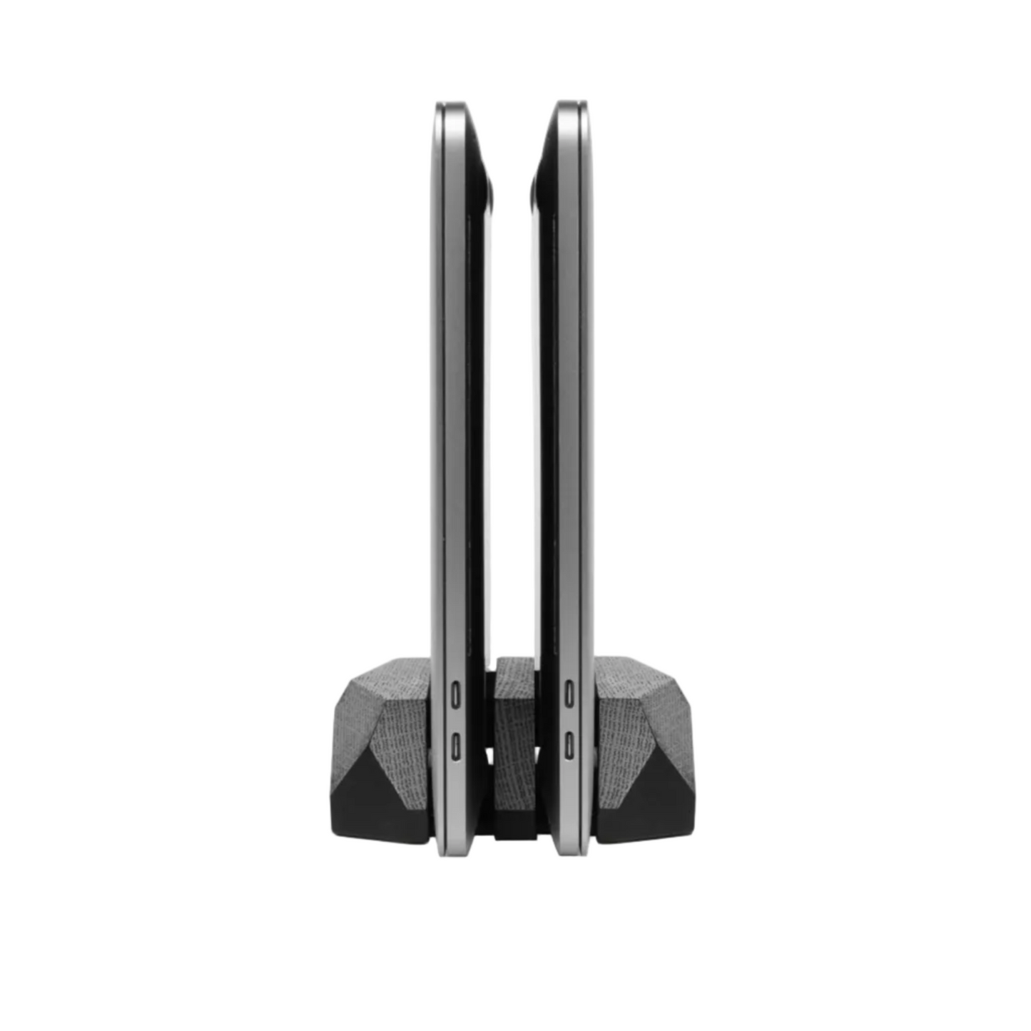 Dual Vertical Laptop Stand | Solid Black Walnut & Steel