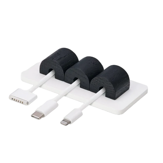 Magnetic Cable Organizer | Solid Black Walnut (Black / White Edition)