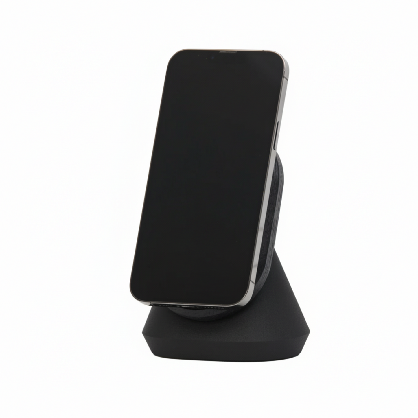 MagSafe iPhone Stand | Solid Black Walnut & Steel