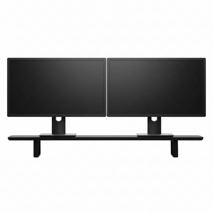 Dual Monitor Desk Shelf | Black Walnut / Black Legs