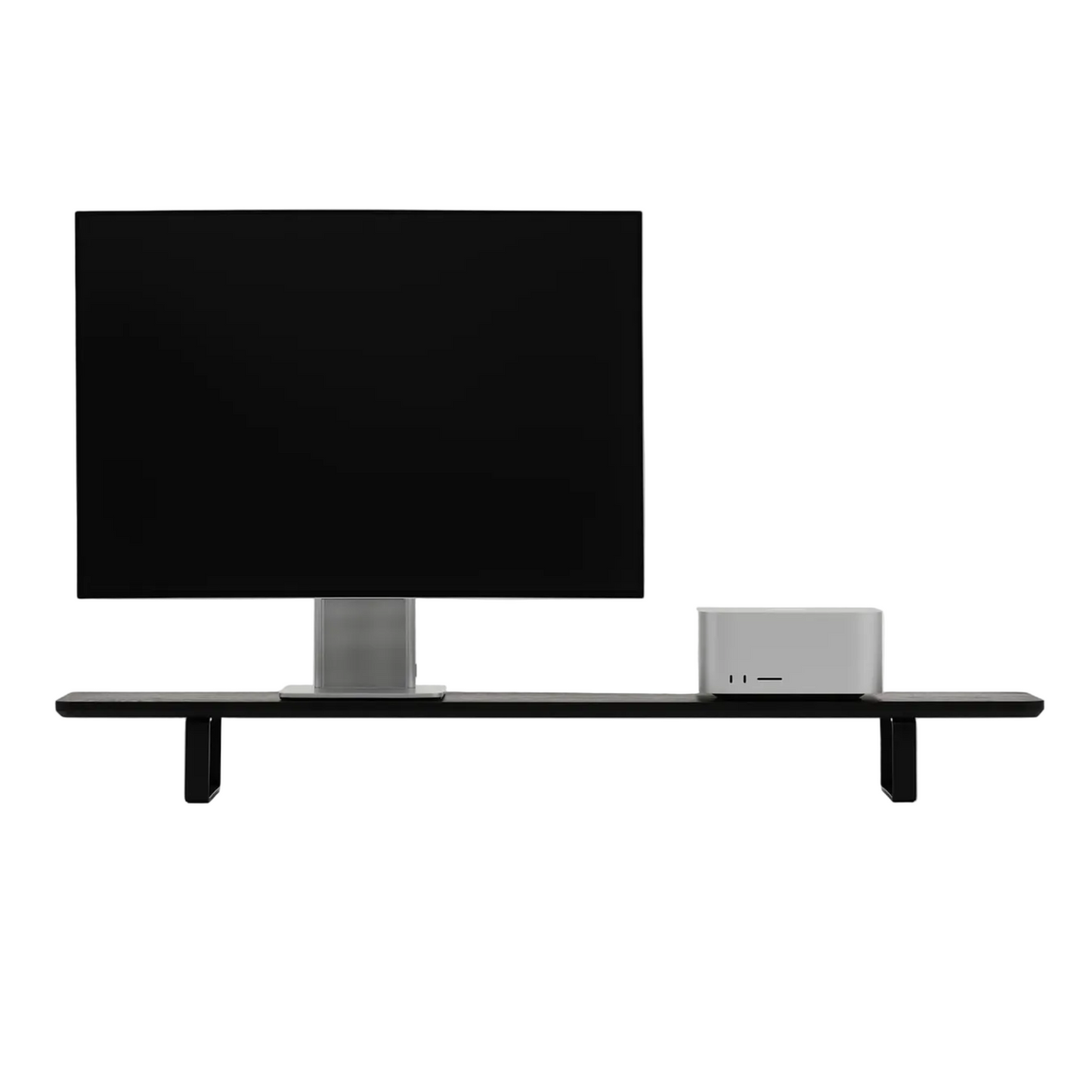 Dual Monitor Desk Shelf | Black Walnut / Black Legs