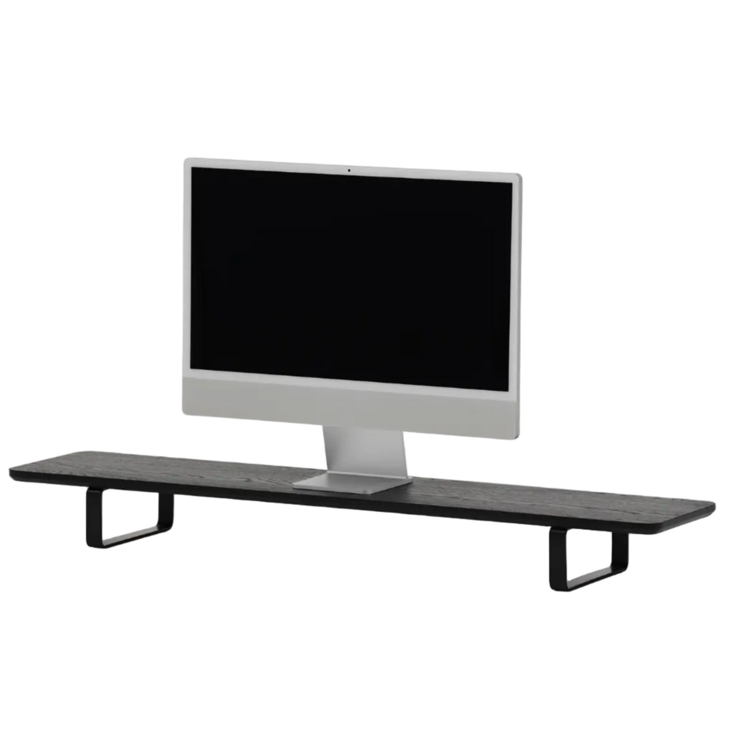 Dual Monitor Desk Shelf | Black Walnut / Black Legs
