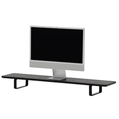 Dual Monitor Desk Shelf | Black Walnut / Black Legs