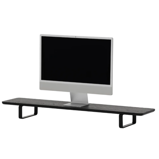 Dual Monitor Desk Shelf | Black Walnut / Black Legs