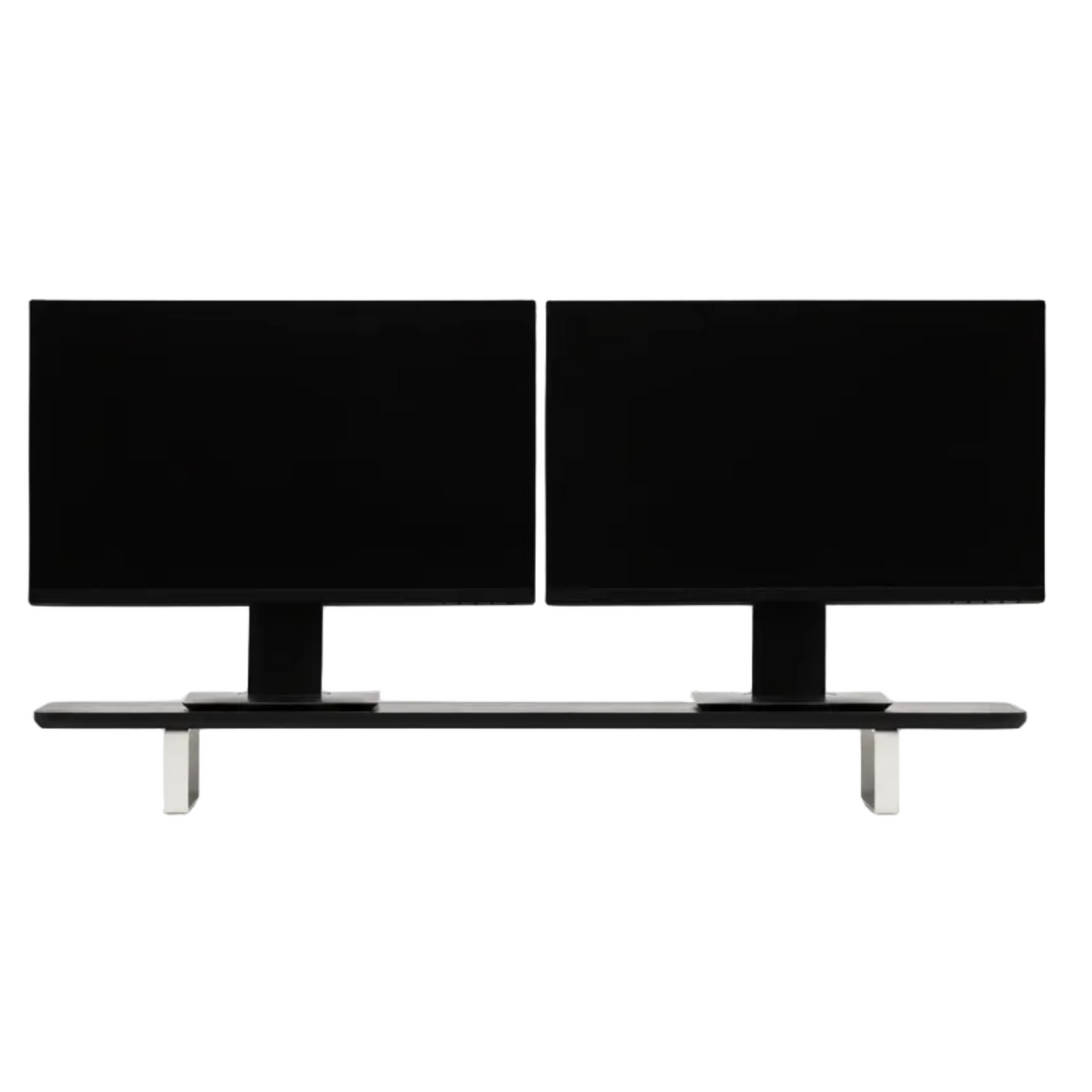 Dual Monitor Desk Shelf | Black Walnut / White Legs