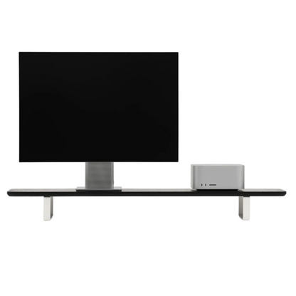 Dual Monitor Desk Shelf | Black Walnut / White Legs