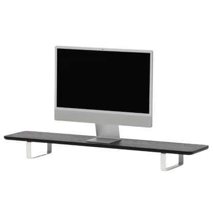 Dual Monitor Desk Shelf | Black Walnut / White Legs