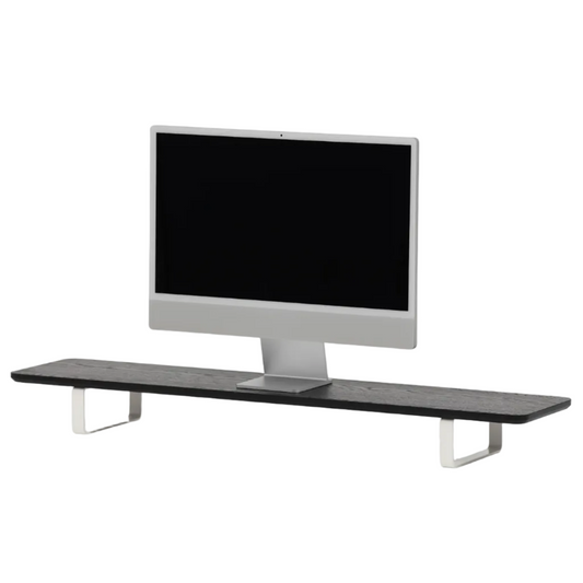 Dual Monitor Desk Shelf | Black Walnut / White Legs