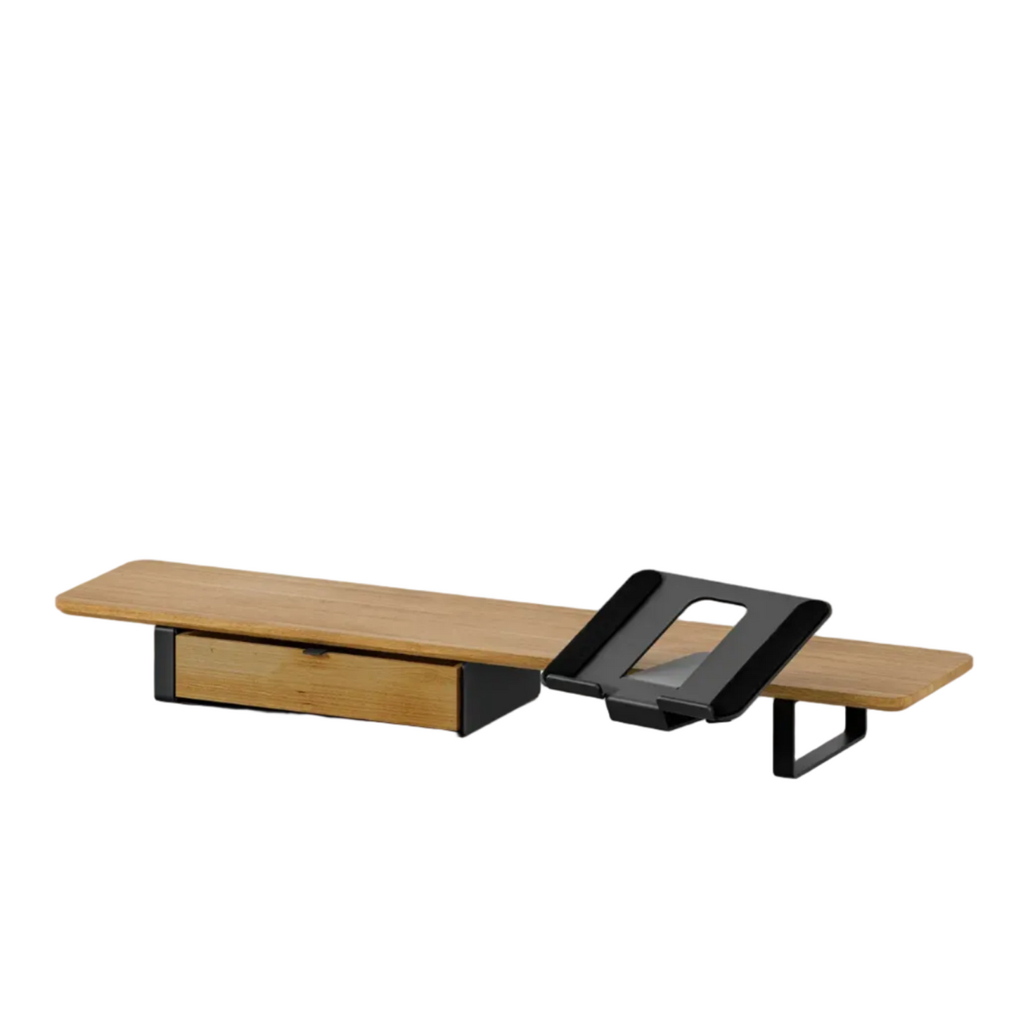 Desk Shelf Bundle | Large/Medium Oak & Black Legs (Laptop Stand + Drawers)
