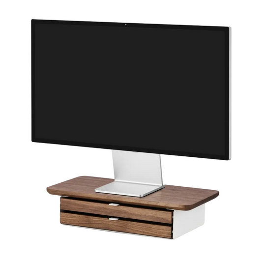 Desk Shelf Mini | Solid Walnut & White Legs (Single/Dual Drawer)