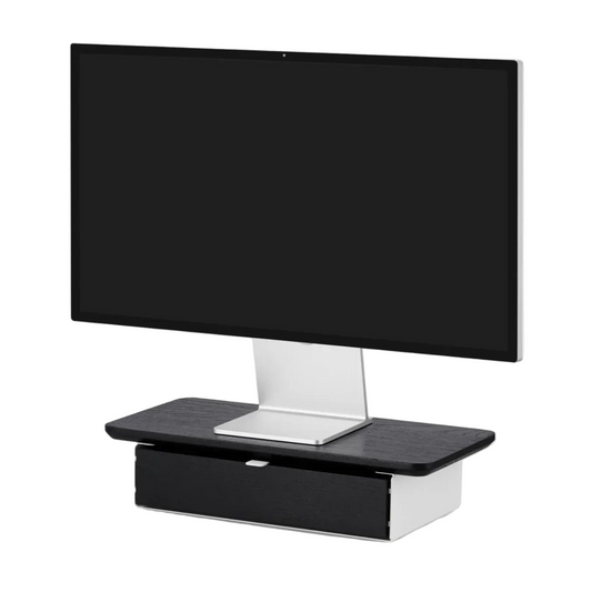 Desk Shelf Mini | Solid Black Walnut & White Legs (Single/Dual Drawer)