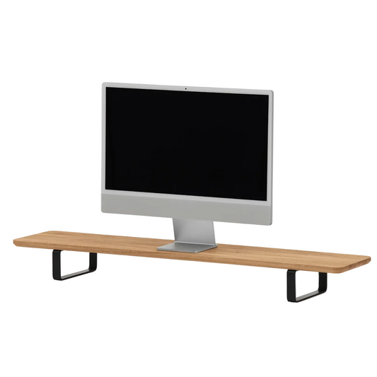 Dual Monitor Desk Shelf | Oak / Black Legs