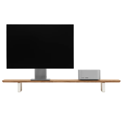 Dual Monitor Desk Shelf | Oak / White Legs