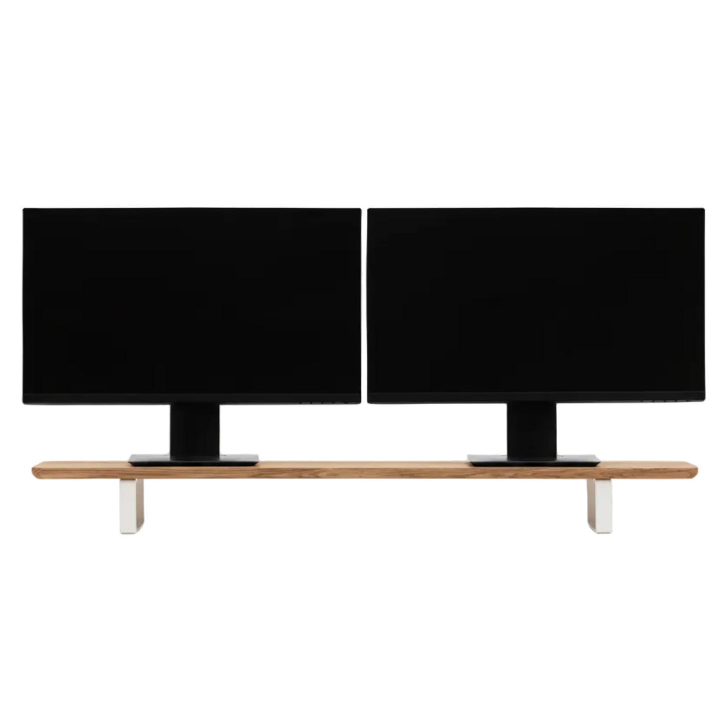 Dual Monitor Desk Shelf | Oak / White Legs