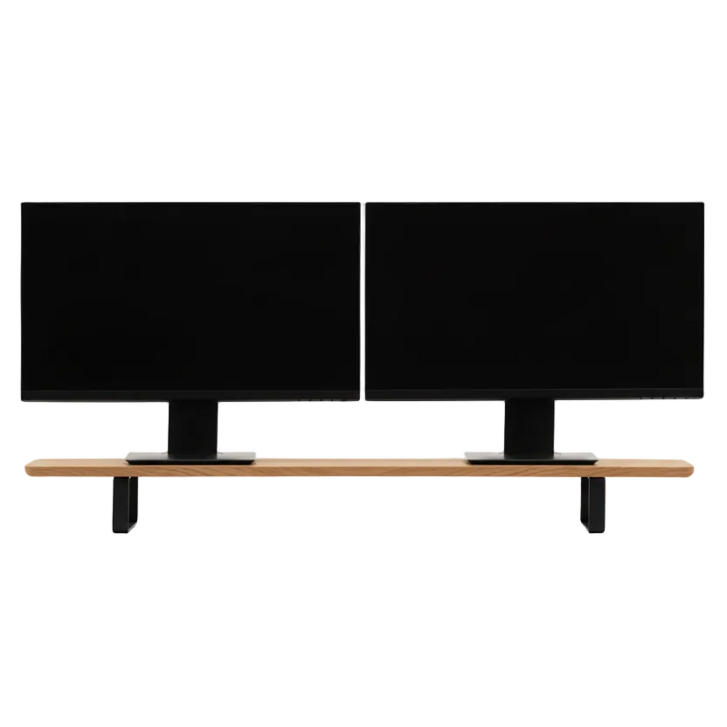 Dual Monitor Desk Shelf | Oak Veneer / Black Legs