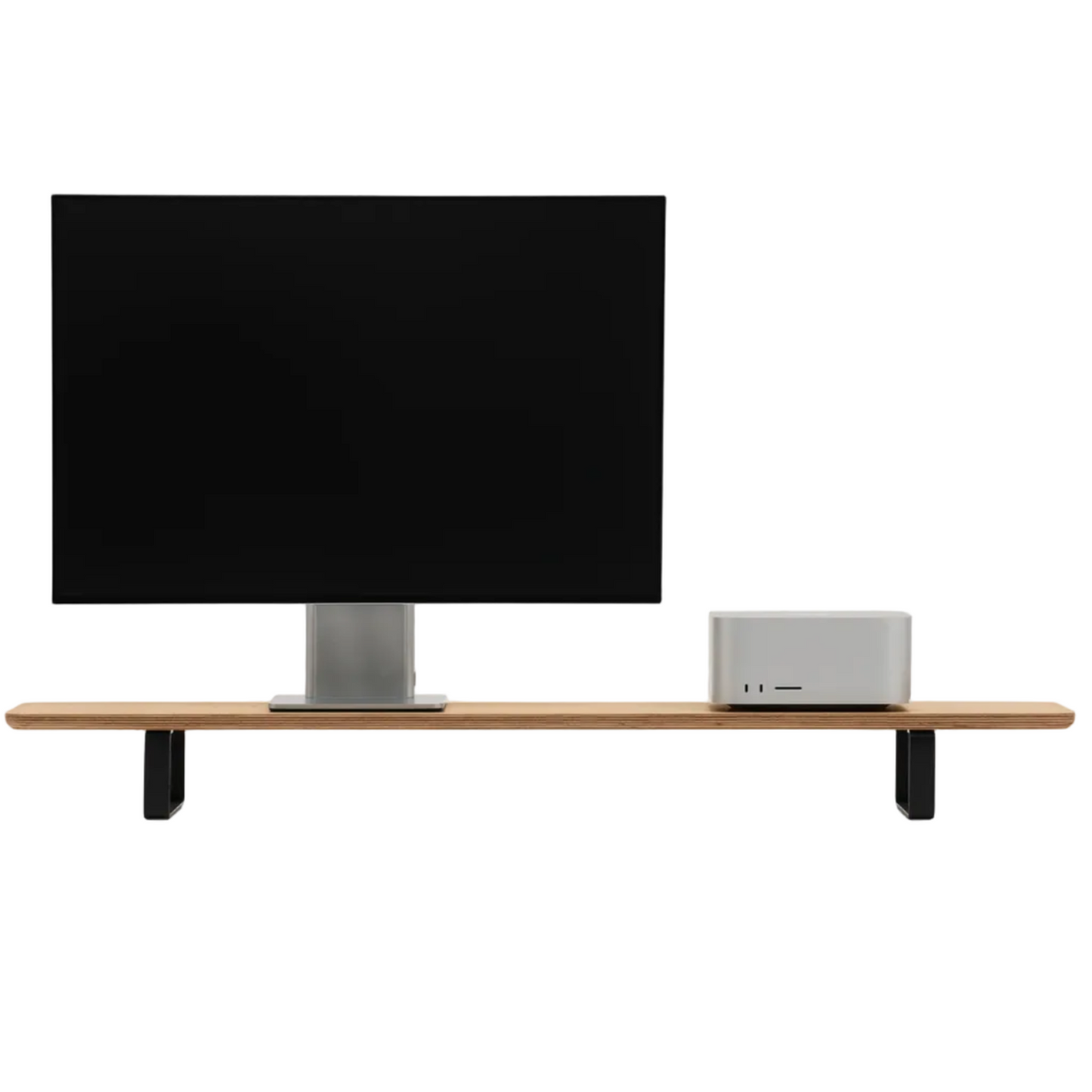 Dual Monitor Desk Shelf | Oak Veneer / Black Legs