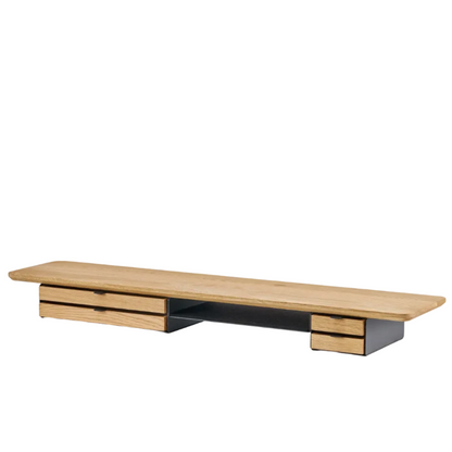 Desk Shelf Pro | Solid Oak & Black Legs (Single/Dual Drawer)