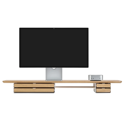 Desk Shelf Pro | Solid Oak & White Legs (Single/Dual Drawer)