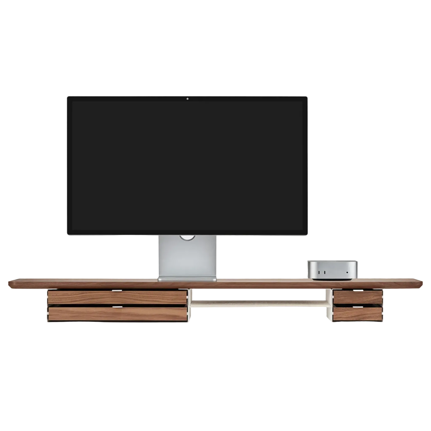 Desk Shelf Pro | Solid Walnut & White Legs (Single/Dual Drawer)
