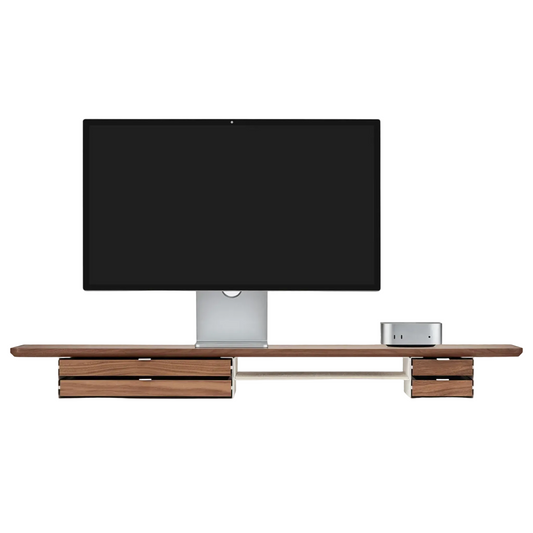 Desk Shelf Pro | Solid Walnut & White Legs (Single/Dual Drawer)