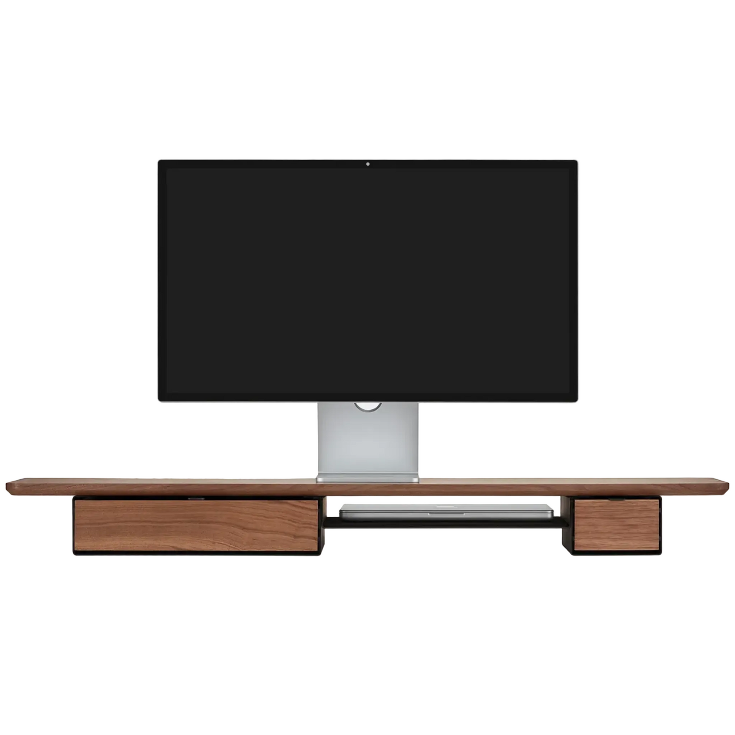 Desk Shelf Pro | Solid Walnut & Black Legs (Single/Dual Drawer)