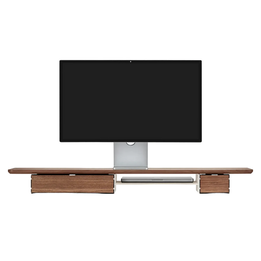 Desk Shelf Pro | Solid Walnut & White Legs (Single/Dual Drawer)