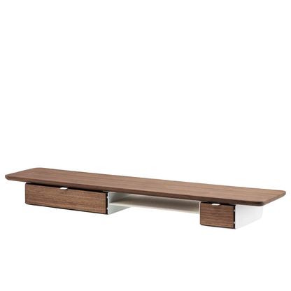 Desk Shelf Pro | Solid Walnut & White Legs (Single/Dual Drawer)