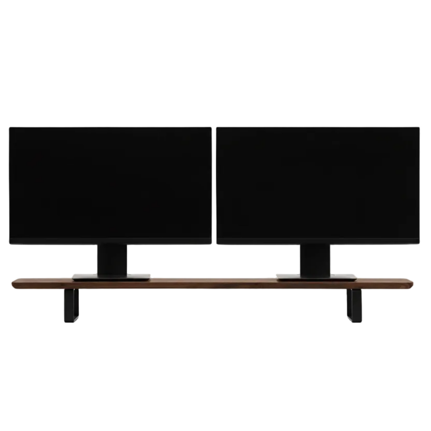 Dual Monitor Desk Shelf | Walnut Veneer / Black Legs