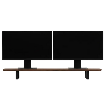 Dual Monitor Desk Shelf | Walnut Veneer / Black Legs