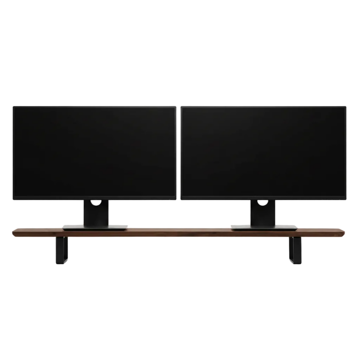 Dual Monitor Desk Shelf | Solid Walnut / Black Legs