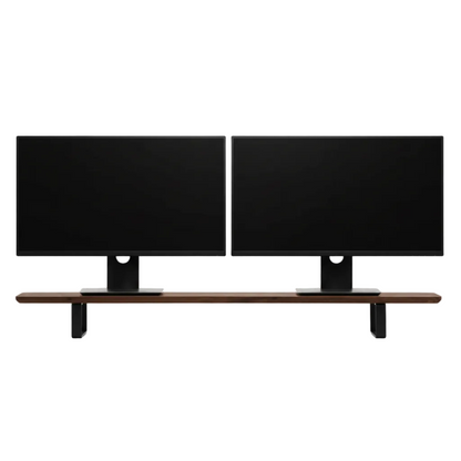 Dual Monitor Desk Shelf | Solid Walnut / Black Legs