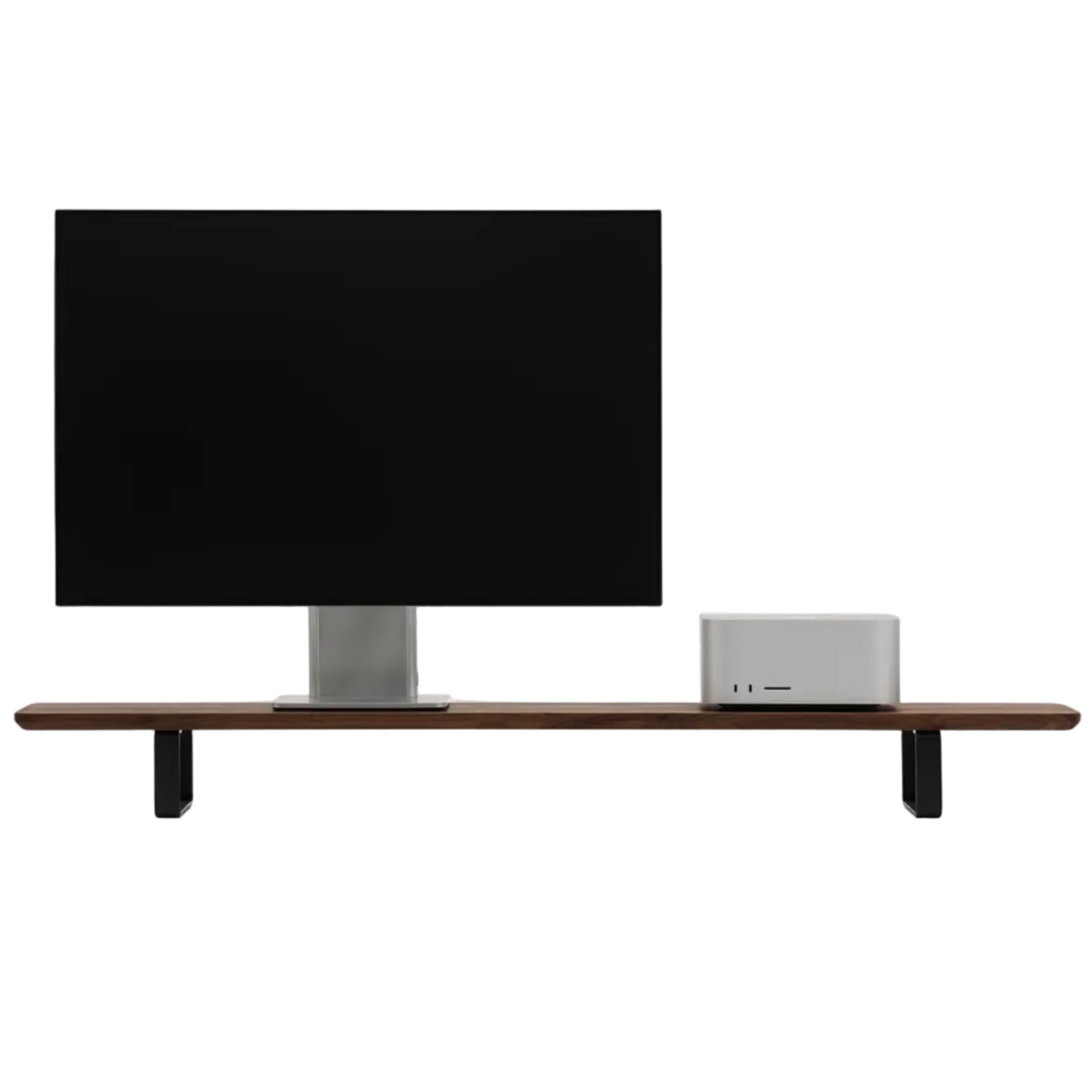 Dual Monitor Desk Shelf | Solid Walnut / Black Legs