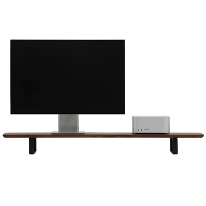 Dual Monitor Desk Shelf | Solid Walnut / Black Legs